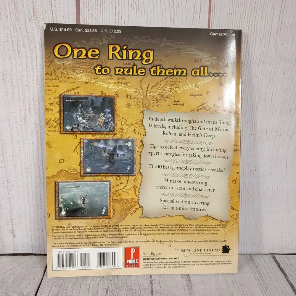 Prima Official Strategy Guide Lord Of The Rings Two Towers Game Book USED